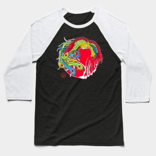 Japanese Phoenix and flames Baseball T-Shirt